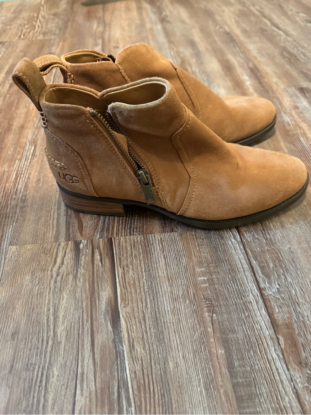 UGG Tan Suede Side-Zip Ankle Boots